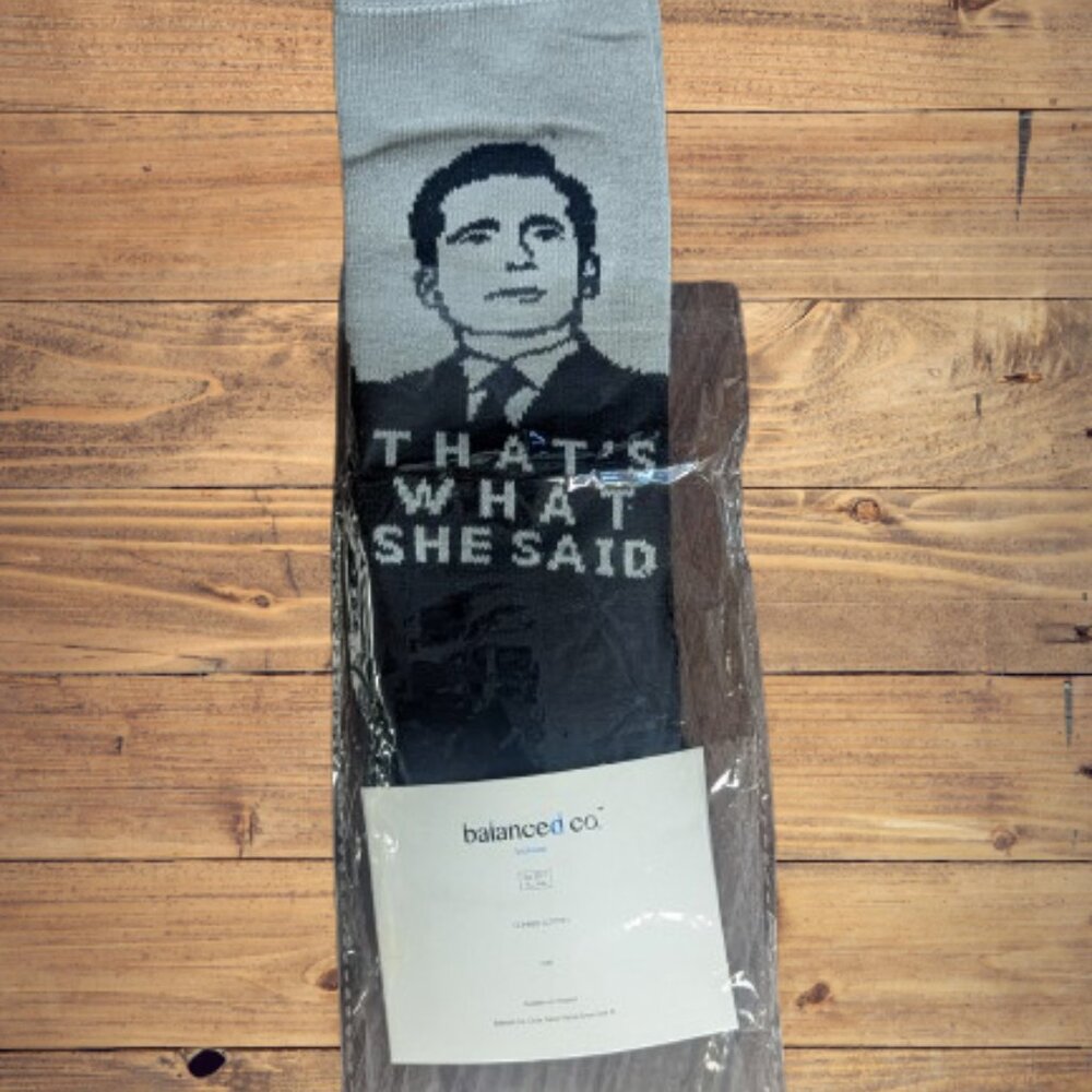 NWT Balanced Co, The Office Michael Scott "That's What She Said" crew socks